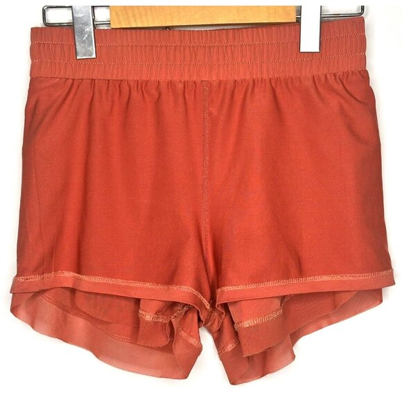 Unbranded Womens Running Shorts Elastic Waist Lined Leggings Stretch Orange Sz M - Picture 3 of 7